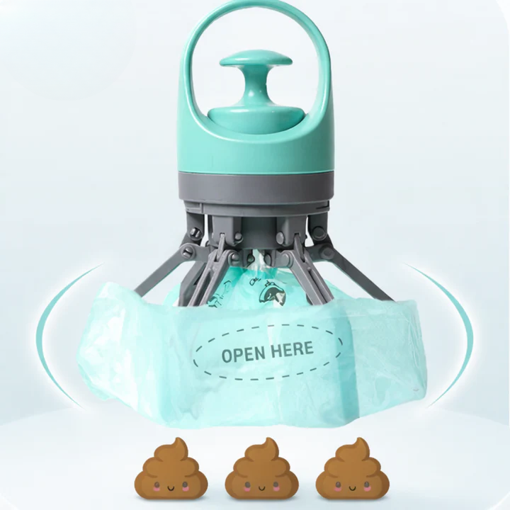 Dog Waste Grabber Six-Prong Touch-Free With Bag Dispenser