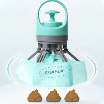 Dog Waste Grabber Six-Prong Touch-Free With Bag Dispenser