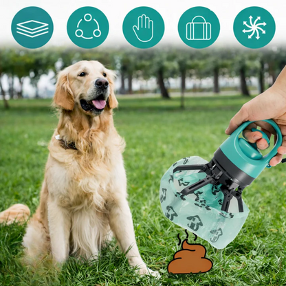 Dog Waste Grabber Six-Prong Touch-Free With Bag Dispenser