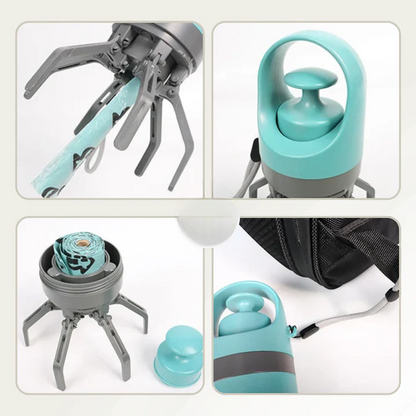 Dog Waste Grabber Six-Prong Touch-Free With Bag Dispenser