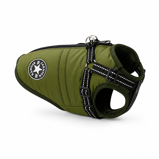 Dog Winter Coat Integrated Harness Padded & Reflective