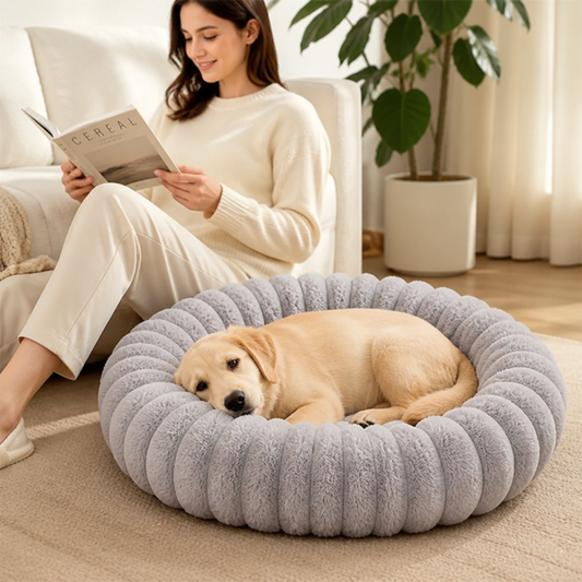 Donut Dog & Cat Bed Ultra-Soft Plush Non-Slip Base