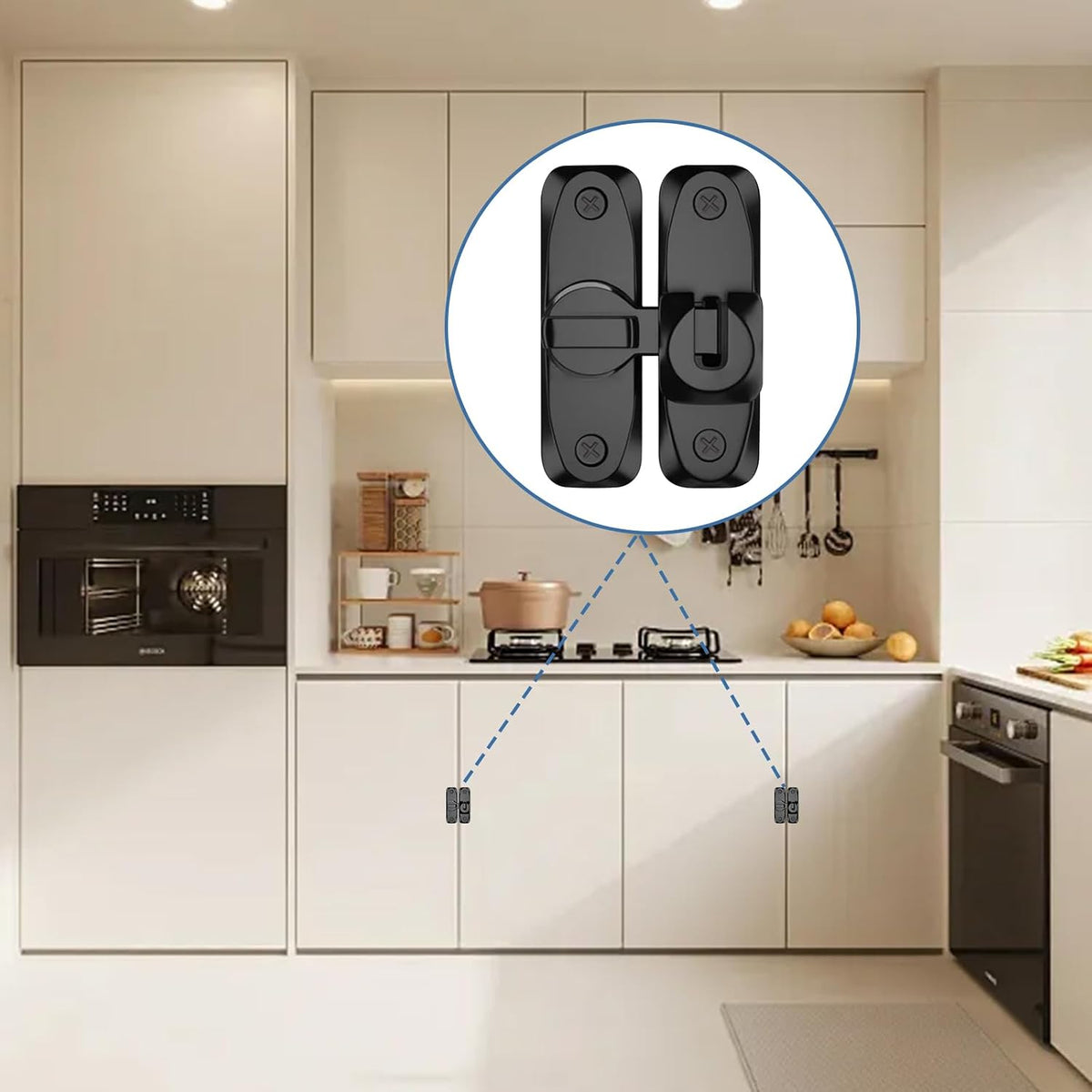 Door Bolt Adjustable 90° & 180° No-Drill Mount