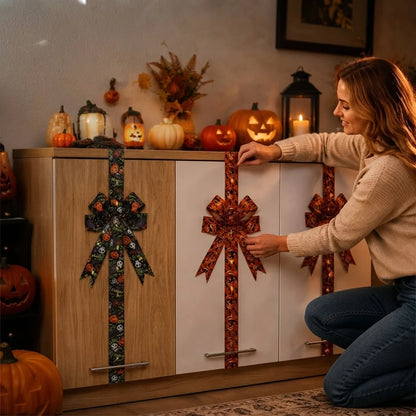 Door Bow Warm LED Pumpkin Velcro Strap