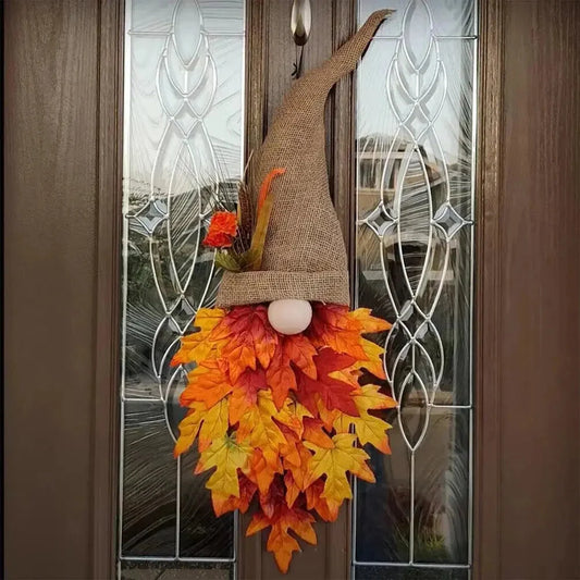 Door Hanger Autumn Colors Faux Maple Leaves