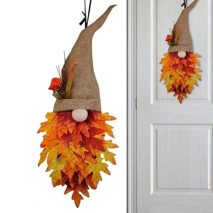 Door Hanger Gnome Design Autumn Maple Leaves