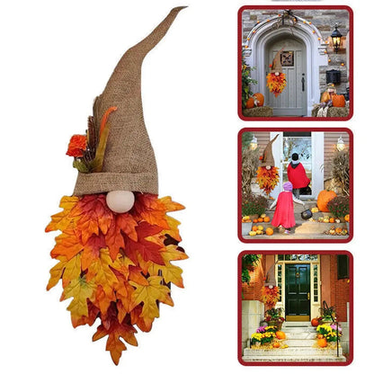 Door Hanger Gnome Design Autumn Maple Leaves