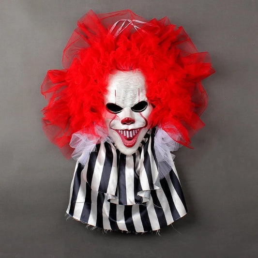 Door Hanger Scary Clown 70cm Tulle Hair Weather-Resistant