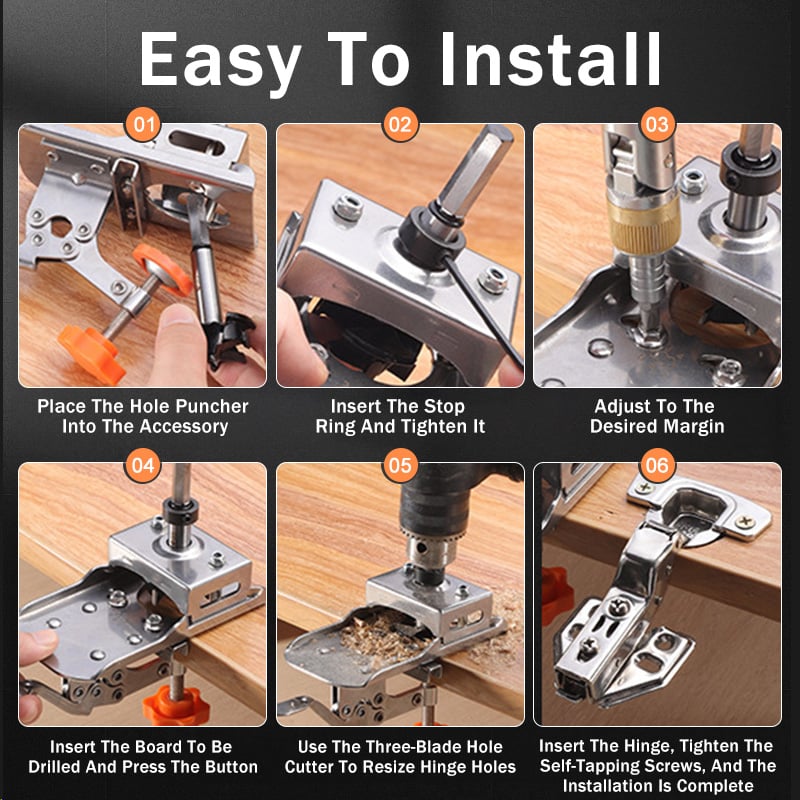 Door Hinge Jig Adjustable Stop Guide & Reinforced Pads