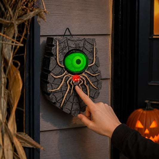 Doorbell Decoration Spider Web Glowing Eyes Battery Powered