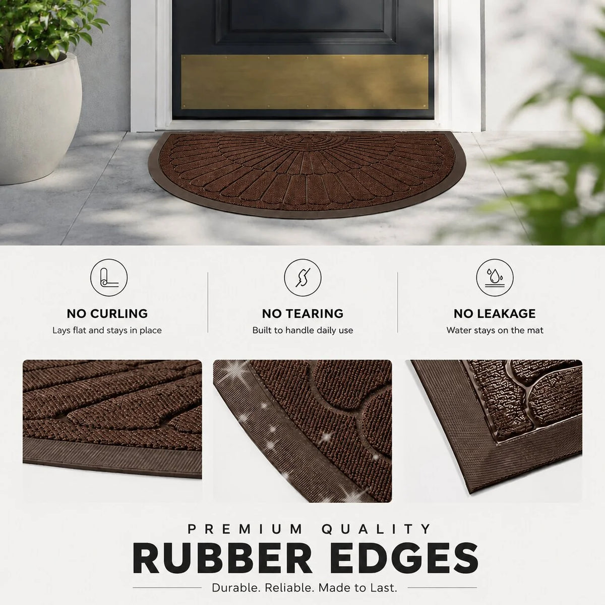 Doormat Half Moon Rubber Non-Slip Indoor & Outdoor