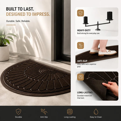 Doormat Half Moon Rubber Non-Slip Indoor & Outdoor