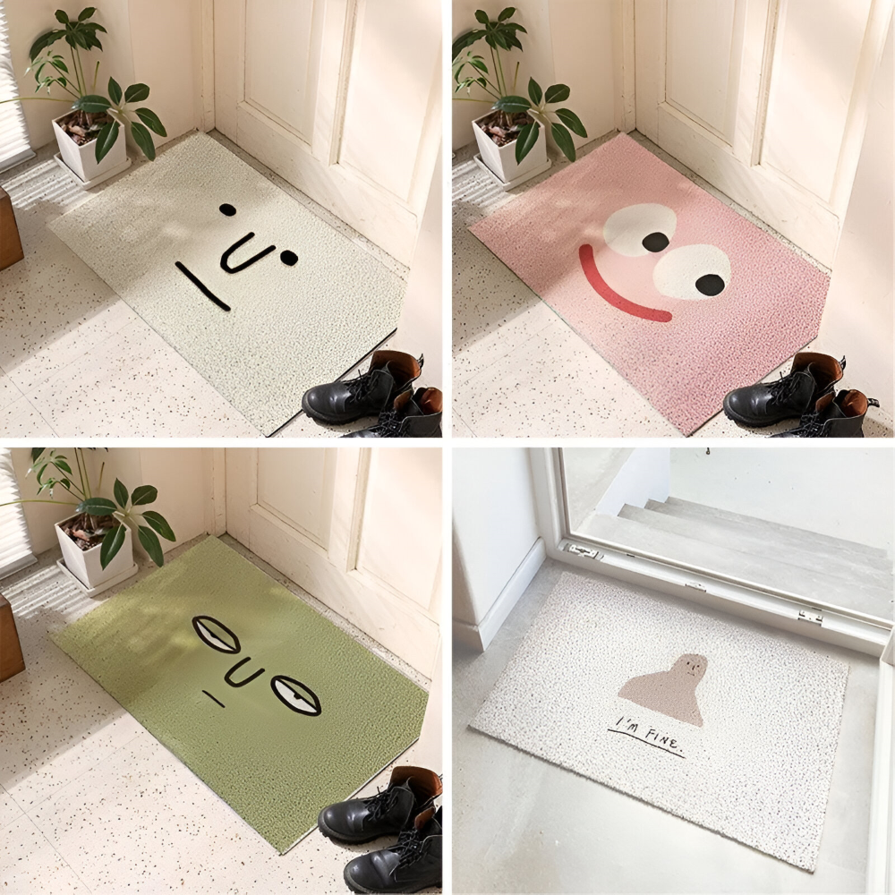 Doormat Smiley Print Non-Slip Backing & Quick-Drying Surface