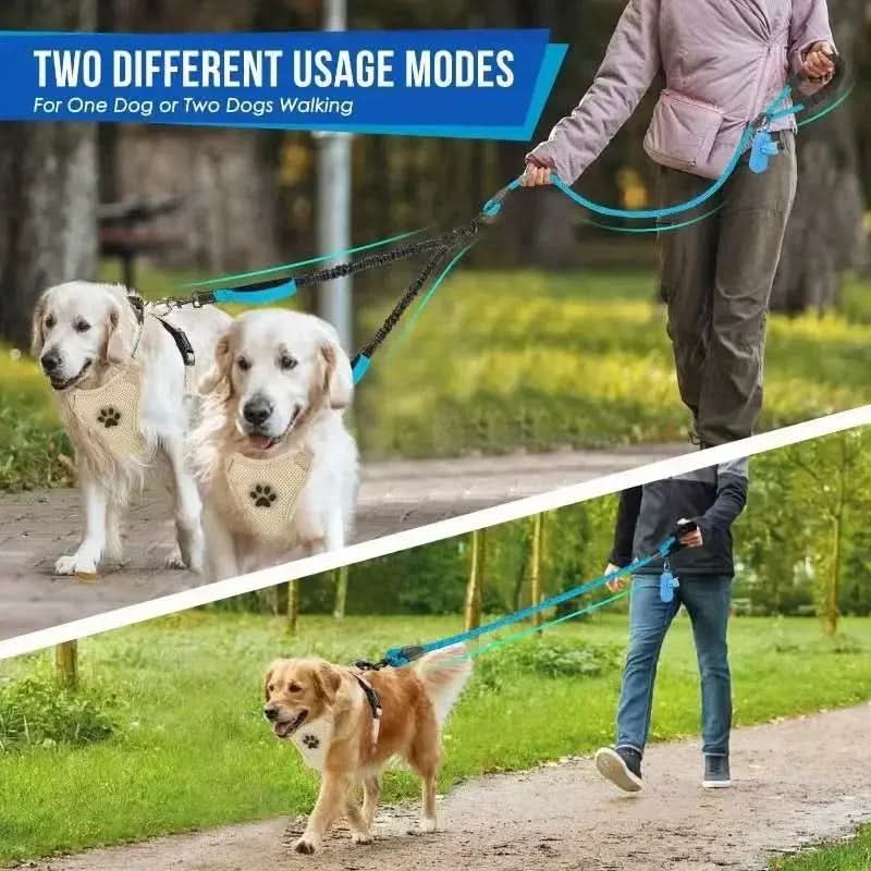 Double Dog Leash 360 Swivel Shock-Absorbing Nylon