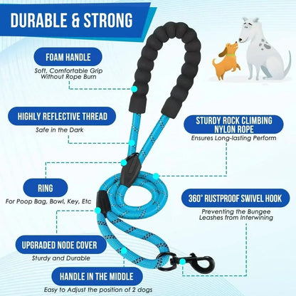 Double Dog Leash 360 Swivel Shock-Absorbing Nylon