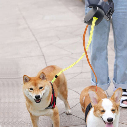 Double Retractable Leash Independent Locking LED & Reflective