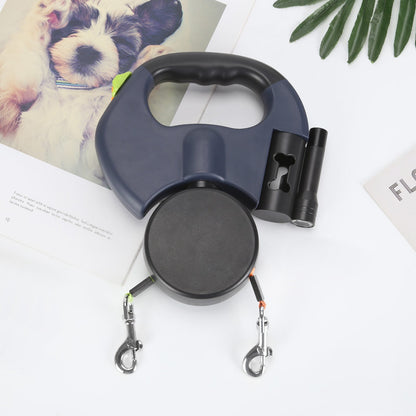 Double Retractable Leash Independent Locking LED & Reflective