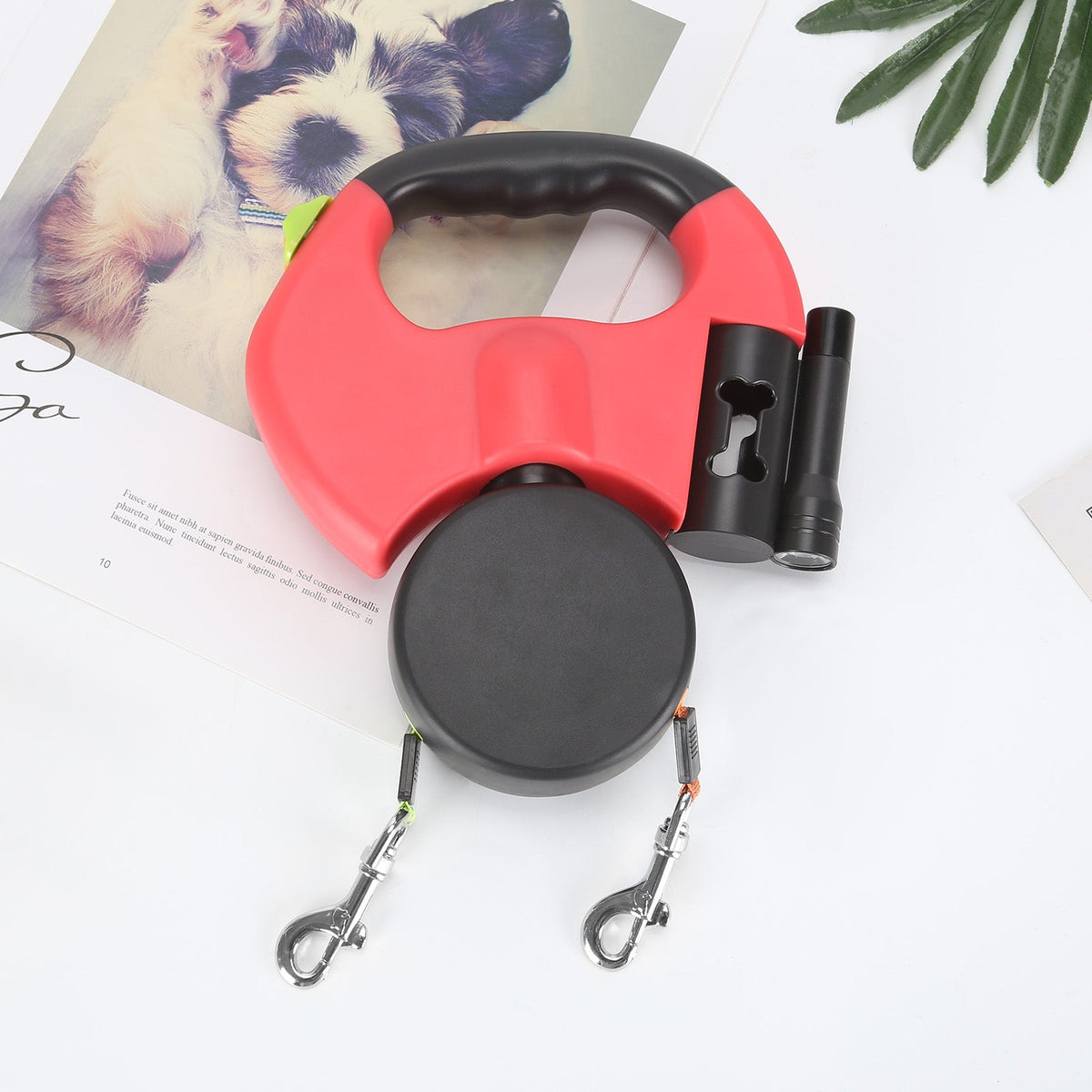 Double Retractable Leash Independent Locking LED & Reflective