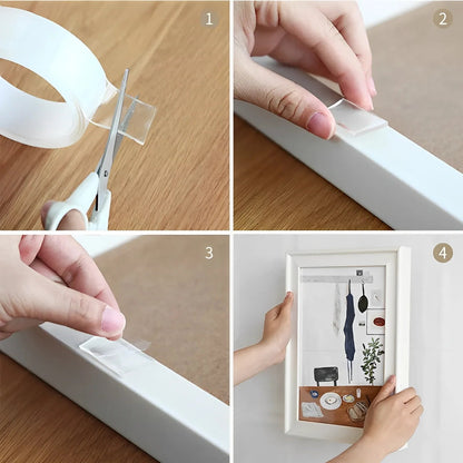 Double-Sided Tape Crystal-Clear Reusable Residue-Free