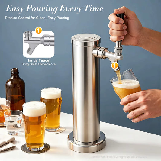 Draft Beer Tower Single Tap Mirror-Polished Stainless Steel