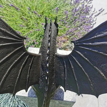 Dragon Garden Statue Detailed Resin Design Weather-Resistant Bronze Finish