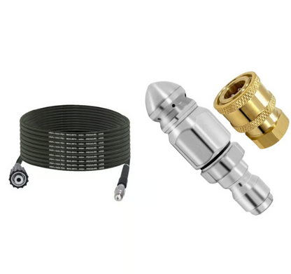 Drain Cleaning Hose High-Pressure Triple-Reinforced Stainless Nozzle