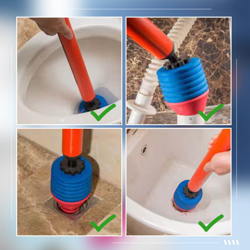 Drain Plunger High-Pressure Sealed Stainless Steel & Foam