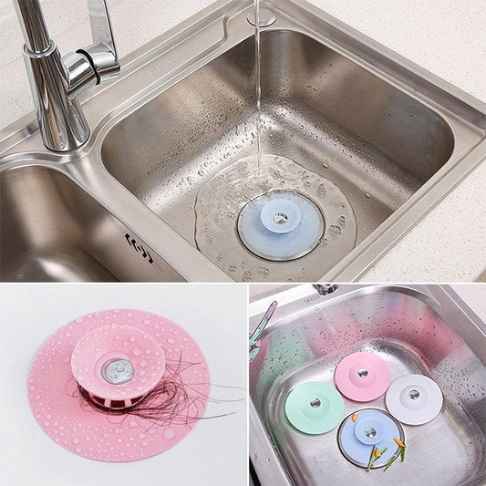 Drain Stopper Silicone Push-Button Hair Catcher Universal Fit