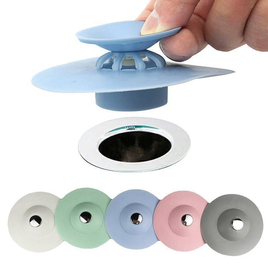 Drain Stopper Silicone Push-Button Seal & Hair Strainer