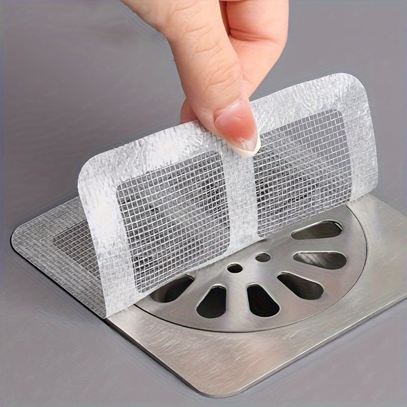 Drain Strainer Stickers Self-Adhesive Fiberglass Mesh Set of 10
