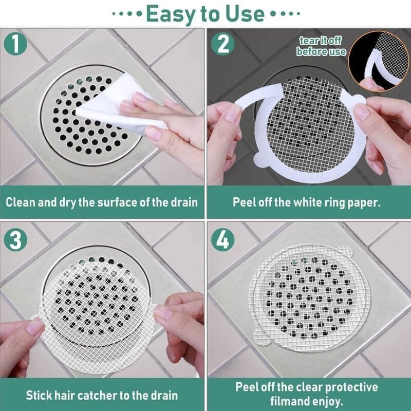 Drain Strainer Stickers Self-Adhesive Fiberglass Mesh Set of 10