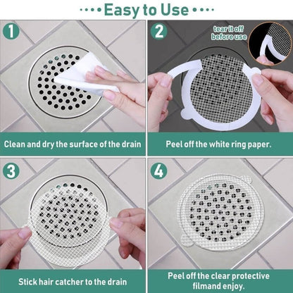 Drain Strainer Stickers Self-Adhesive Fiberglass Mesh Set of 10
