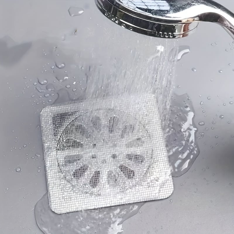 Drain Strainer Stickers Self-Adhesive Fiberglass Mesh Set of 10
