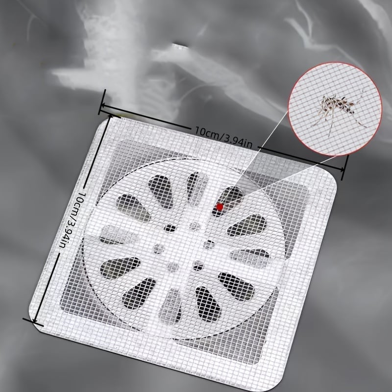 Drain Strainer Stickers Self-Adhesive Fiberglass Mesh Set of 10