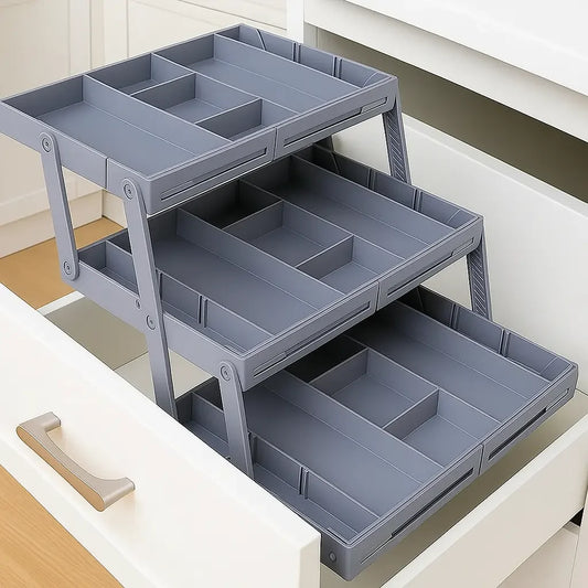 Drawer Organizer 3-Tier Foldable Adjustable Dividers