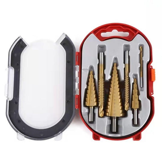 Drill Bit Set Titanium-Coated Step & Twist 6-Piece Case