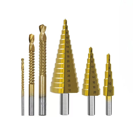 Drill Bit Set Titanium-Coated Step & Twist 6-Piece Case