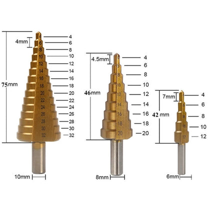 Drill Bit Set Titanium-Coated Step & Twist 6-Piece Case