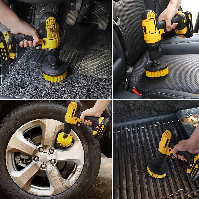 Drill Brush Set Fits Standard Drills Surface-Safe Bristles