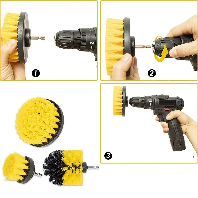 Drill Brush Set Universal Fit Non-Scratch Bristles
