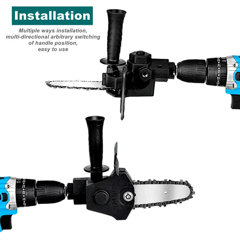 Drill Chainsaw Attachment Tungsten Blade Extra Handle