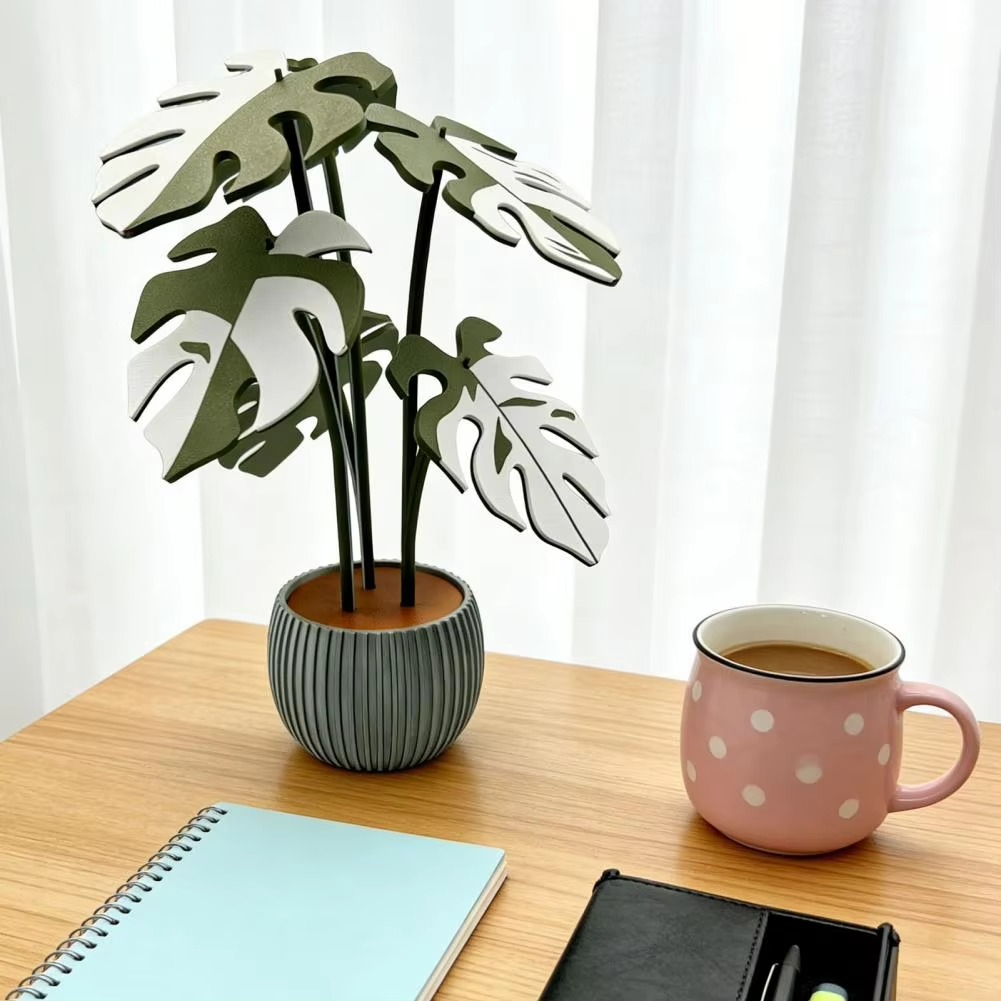 Drink Coaster Surface Protection Realistic Monstera Leaves