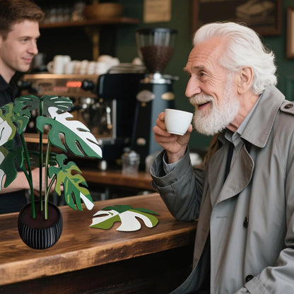 Drink Coaster Surface Protection Realistic Monstera Leaves