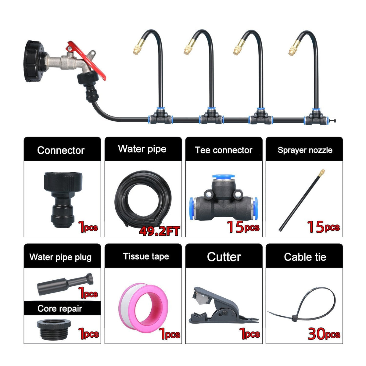 Drip Irrigation Kit 360 Degree Adjustable Sprinklers & Water-Saving
