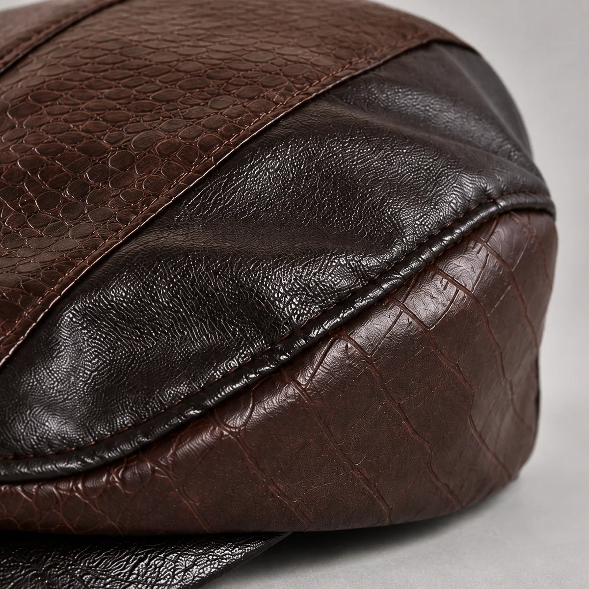 Driving Cap Genuine Leather Croc-Embossed Adjustable Fit