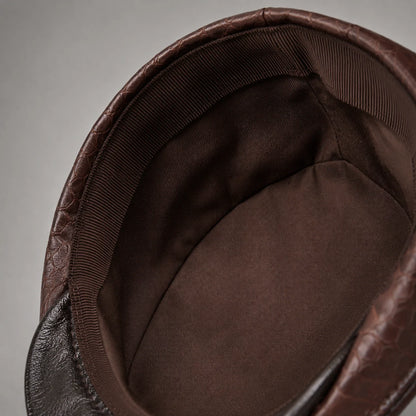 Driving Cap Genuine Leather Croc-Embossed Adjustable Fit