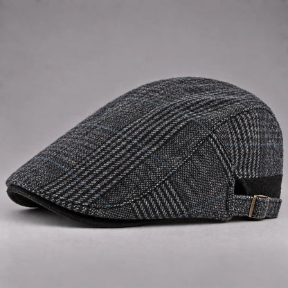 Driving Cap Wool Plaid Adjustable Fit