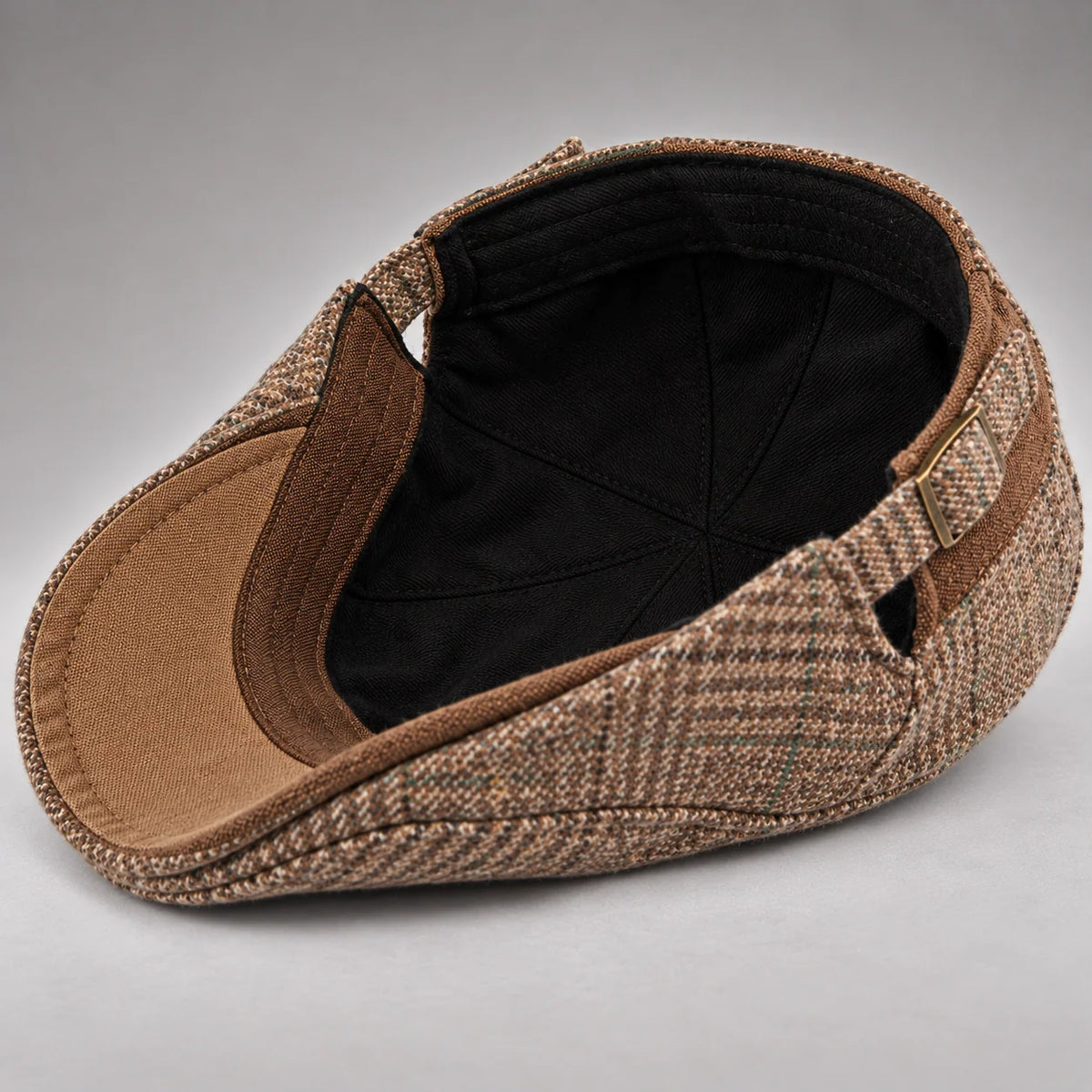 Driving Cap Wool Plaid Adjustable Fit