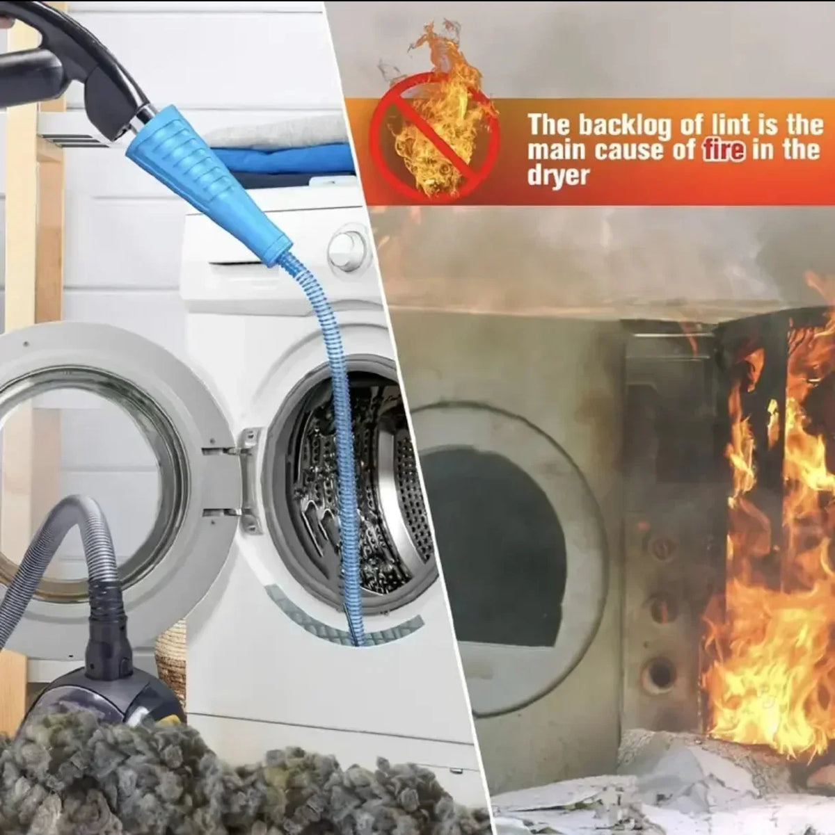 Dryer Vent Cleaner Flexible Long-Reach Vacuum Attachment