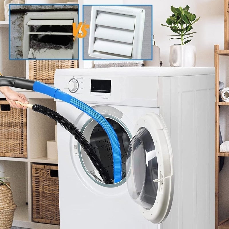 Dryer Vent Cleaning Kit Flexible Brush Universal Vacuum Adapter
